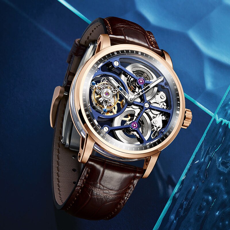 Haofa-Reloj Mecánico Tourbillon para hombre, pulsera Manual de zafiro, de lujo, informal, de negocios, 1945