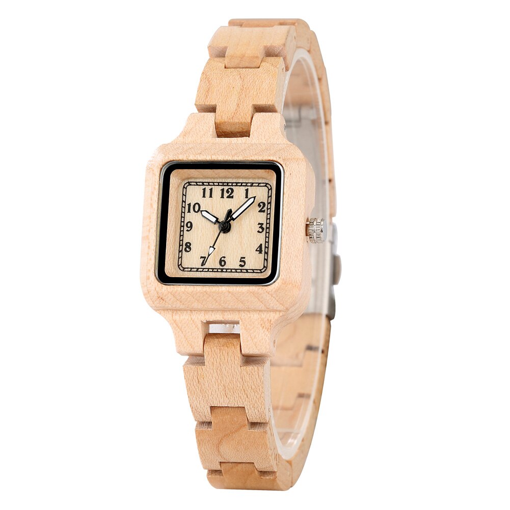 Elegantes relojes cuadrados de ébano para mujer con pulsera de madera vintage, cierre plegable y esfera con números romanos. Regalo perfecto para un estilo sofisticado. ✨🎁🕰️