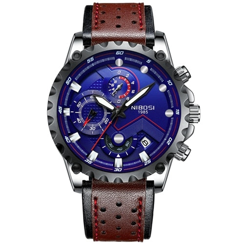 NIBOSI: reloj deportivo de esfera grande, cronógrafo militar de cuarzo con moda innovadora.