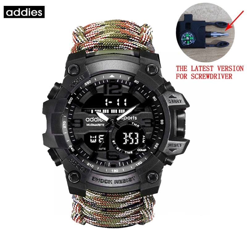Addies-reloj militar de cuarzo para hombre, cronógrafo Digital con brújula, multifuncional, resistente al agua, LED, para exteriores
