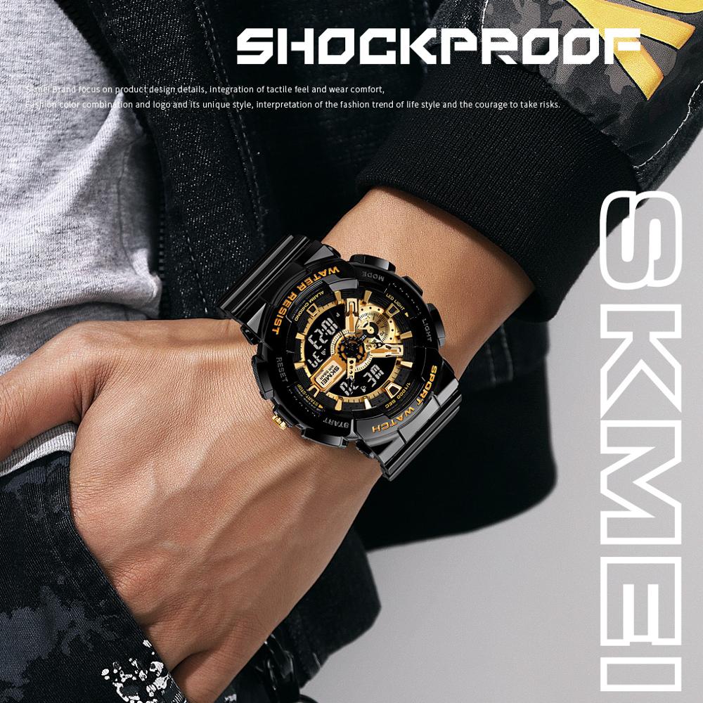 SKMEI ¡El "Reloj Digital Juvenil SKMEI" para hombres! Resistente a golpes y agua, con dos pantallas, cronómetro, alarma y estilo elegante. ¡Un reloj genial y a la moda para los hombres activos! ⌚💦🔥