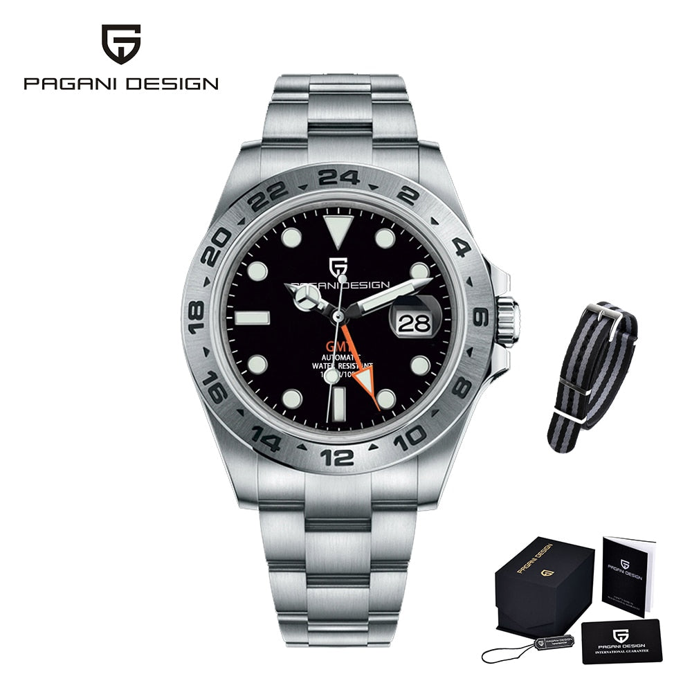 2023 PAGANI Design - Nuevo reloj mecánico automático para hombre GMT de 42mm, con cristal de zafiro, acero inoxidable resistente al agua. ¡Elegante y funcional! ⌚💦🕶️