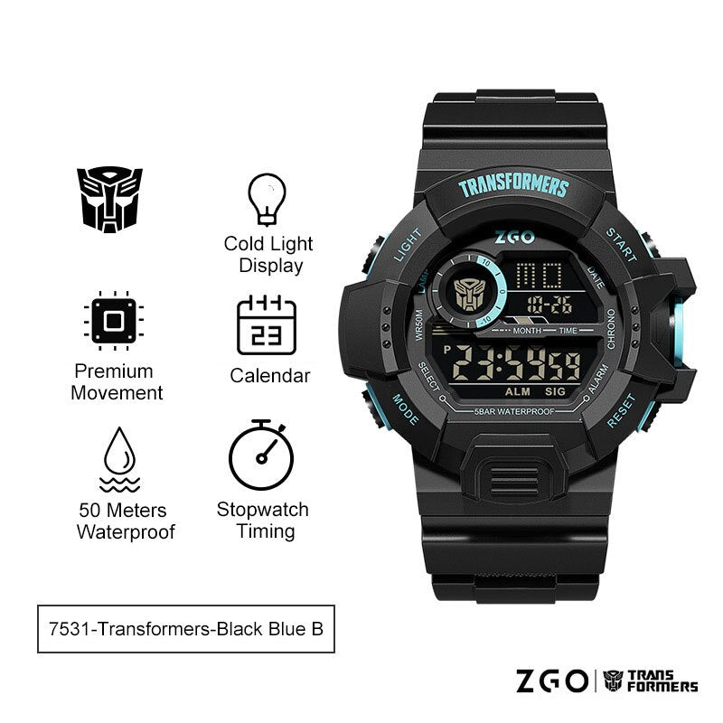 Transformers COLECCION Reloj Electrónico Deportivo Transformers Joint Watch, Impermeable, Reloj Mecánico Optimus Prime Hornet. Ideal para Niños, Chicos y Hombres como Regalo