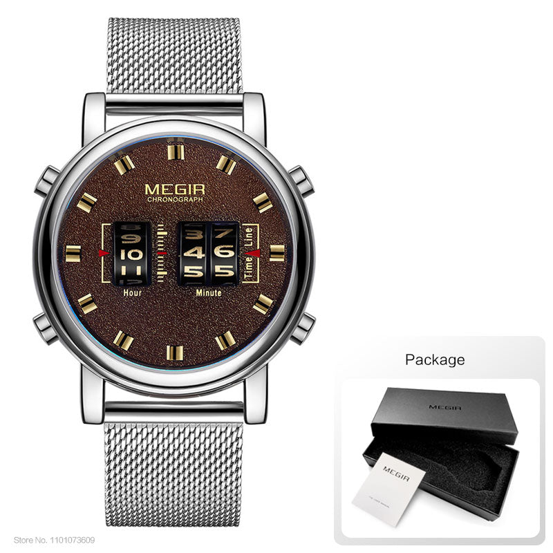 MEGIR reloj analgico de acero inoxidable para hombre