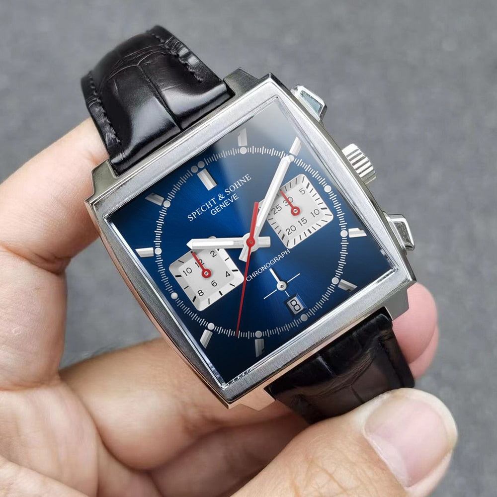 Specht&Sohne para hombres, correa de cuero, resistente al agua 30M y funciones luminosas para deportes. ¡Un reloj masculino funcional y elegante! ⌚💧🔥