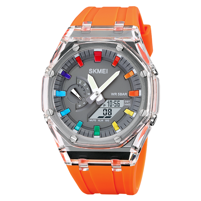 SKMEI Con cuenta regresiva, cronómetro, luz LED y movimiento electrónico. Un reloj de pulsera con 5 alarmas y dos zonas horarias digitales. ⌚🔥