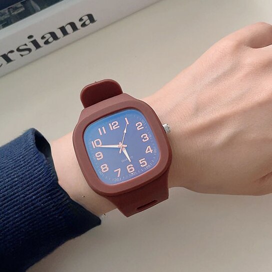 Square Quartz Watches for Men and Women Ins Style Simple Waterproof Sports Watch Leisure Fashion Student Couple Watch Wholesale