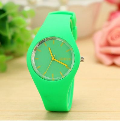 GENEVA Reloj ultrafino con correa de silicona para hombre y mujer, cronógrafo de pulsera de gelatina, Color crema, regalo de moda