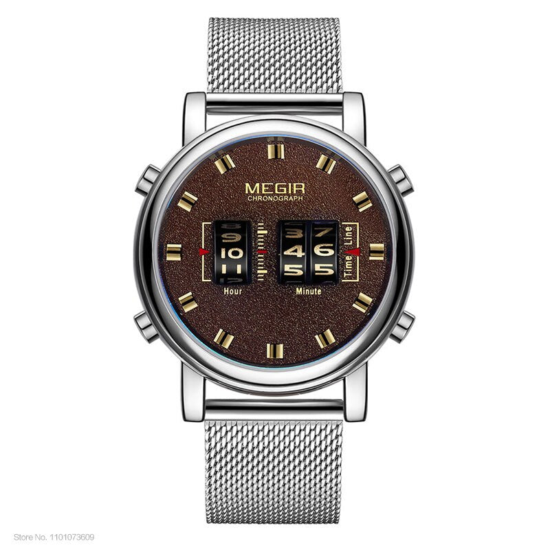 MEGIR reloj analgico de acero inoxidable para hombre