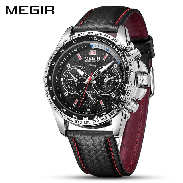 MEGIR-reloj analógico de cuarzo para hombre, accesorio de pulsera resistente al agua con calendario, complemento Masculino de marca de lujo con esfera luminosa, CON CAJA