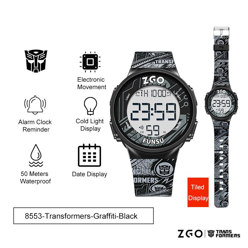 Transformers COLECCION Reloj Electrónico Deportivo Transformers Joint Watch, Impermeable, Reloj Mecánico Optimus Prime Hornet. Ideal para Niños, Chicos y Hombres como Regalo