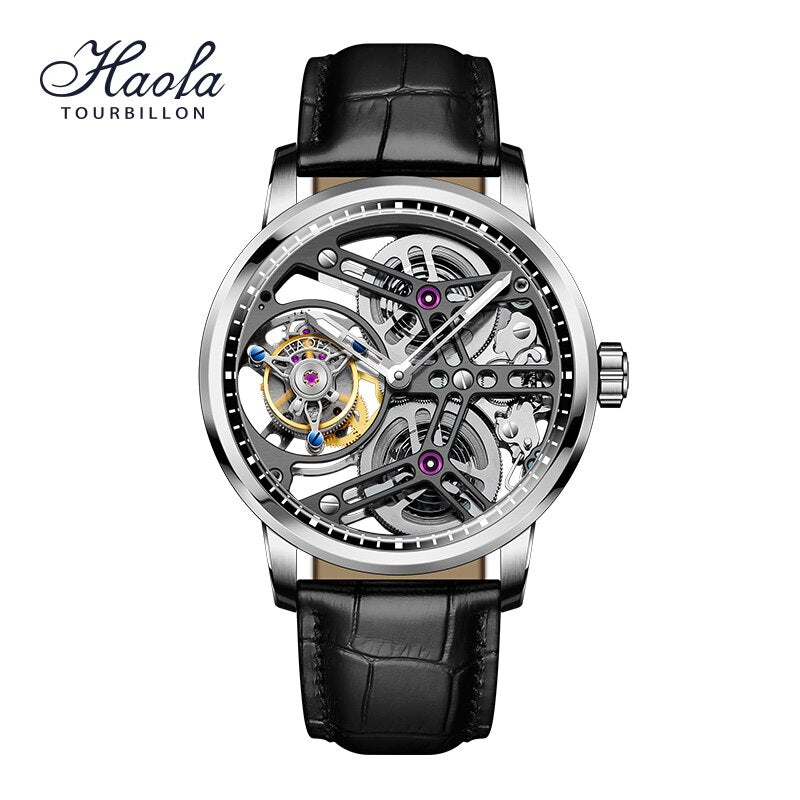 Haofa-reloj mecánico de Tourbillon para hombre, accesorio de pulsera con movimiento hueco, de lujo, con zafiro volador, de negocios, 1940