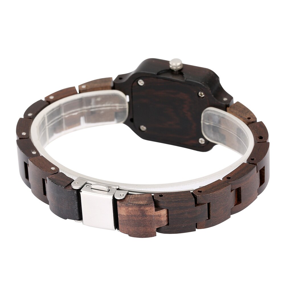 Elegantes relojes cuadrados de ébano para mujer con pulsera de madera vintage, cierre plegable y esfera con números romanos. Regalo perfecto para un estilo sofisticado. ✨🎁🕰️