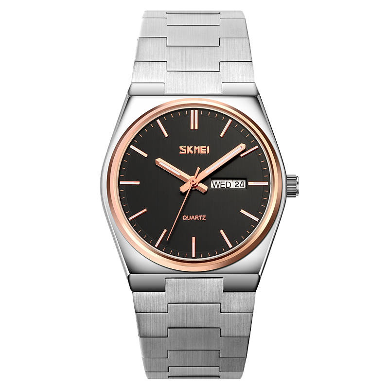 SKMEI Reloj deportivo para hombres SKMEI, estilo casual con movimiento de cuarzo, diseño de acero completo, muestra la hora, semana y fecha. Resistente al agua y adecuado para negocios y actividades deportivas. 👨‍💼⌚️💦