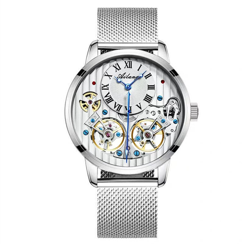 AILANG de calidad AAA con Doble Tourbillon! 💎 Este impresionante reloj suizo de alta gama te ofrece una experiencia única en precisión y estilo. Este reloj es la combinación perfecta de artesanía y lujo. ¡Lleva tu estilo al siguiente nivel con AILANG! 💼🎩