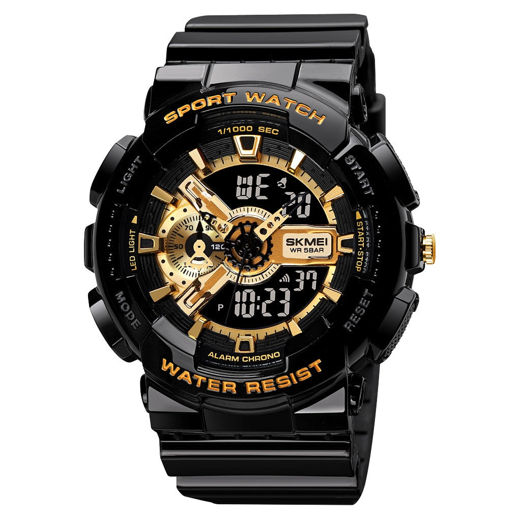 SKMEI ¡El "Reloj Digital Juvenil SKMEI" para hombres! Resistente a golpes y agua, con dos pantallas, cronómetro, alarma y estilo elegante. ¡Un reloj genial y a la moda para los hombres activos! ⌚💦🔥