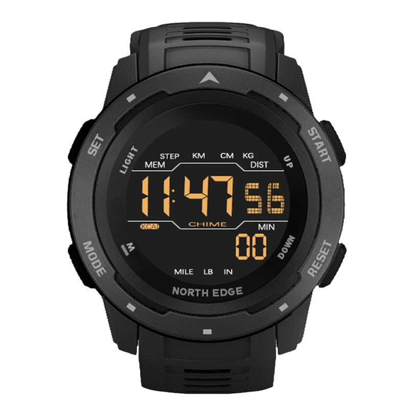 NORTH EDGE Men Digital Watch: Deportivo y resistente al agua 50M, con doble hora, podómetro y alarma. Reloj deportivo militar. ⌚💦🏃‍♂️🚀