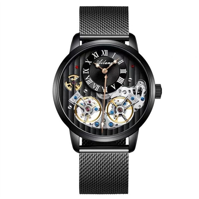 AILANG de calidad AAA con Doble Tourbillon! 💎 Este impresionante reloj suizo de alta gama te ofrece una experiencia única en precisión y estilo. Este reloj es la combinación perfecta de artesanía y lujo. ¡Lleva tu estilo al siguiente nivel con AILANG! 💼🎩