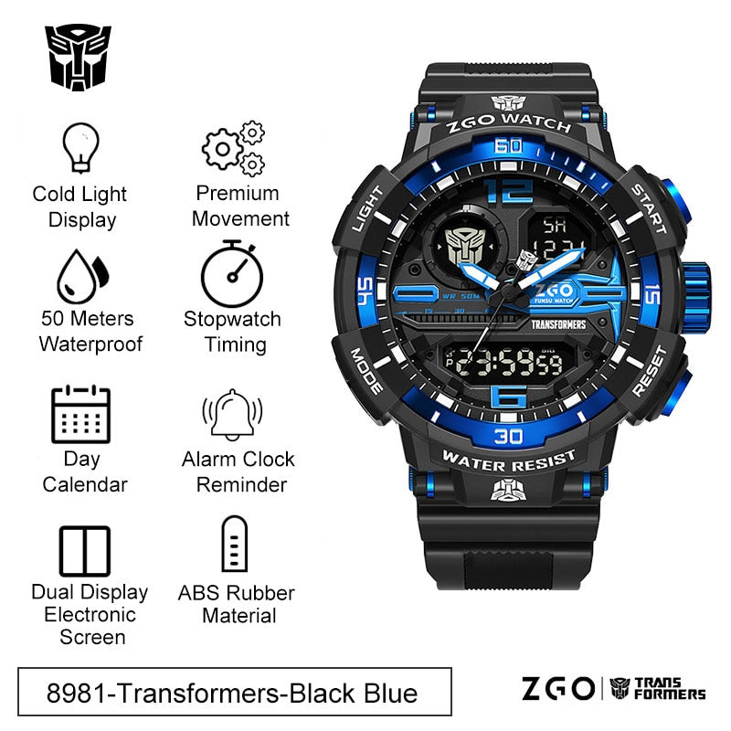 Transformers COLECCION Reloj Electrónico Deportivo Transformers Joint Watch, Impermeable, Reloj Mecánico Optimus Prime Hornet. Ideal para Niños, Chicos y Hombres como Regalo