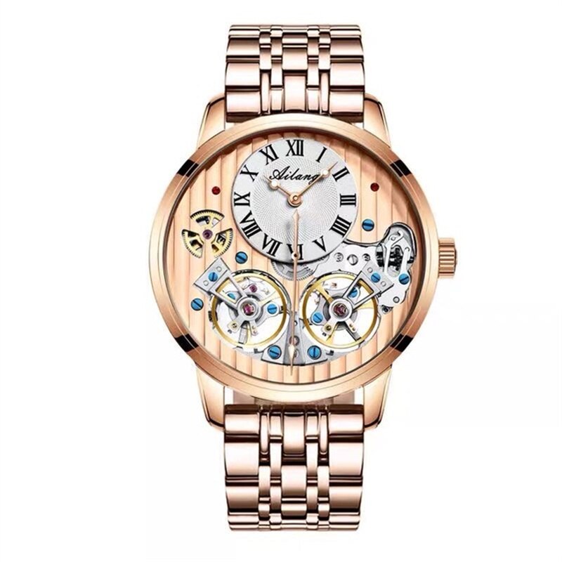 AILANG de calidad AAA con Doble Tourbillon! 💎 Este impresionante reloj suizo de alta gama te ofrece una experiencia única en precisión y estilo. Este reloj es la combinación perfecta de artesanía y lujo. ¡Lleva tu estilo al siguiente nivel con AILANG! 💼🎩