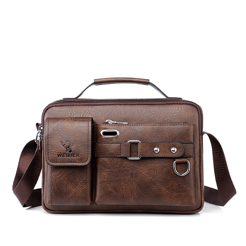 WEIXIER Bolso de hombro de moda para hombre, portátil de cuero PU, maletín de negocios, bolso de viaje cruzado para hombres de calidad, marca de bolsos para hombres 🎒👜💼