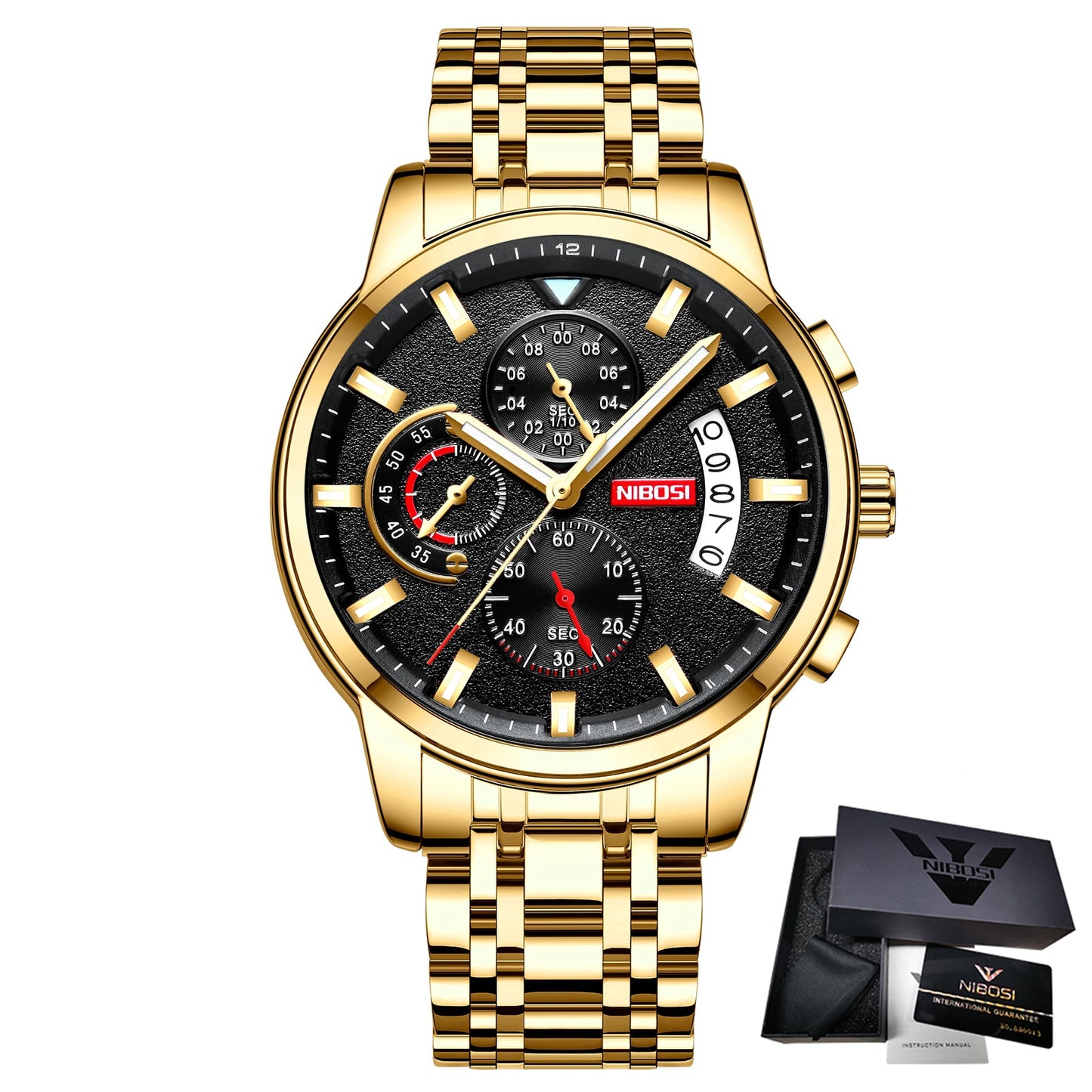 Nibosi-reloj Deportivo De Cuarzo Para Hombre Crongrafo Militar De Acero