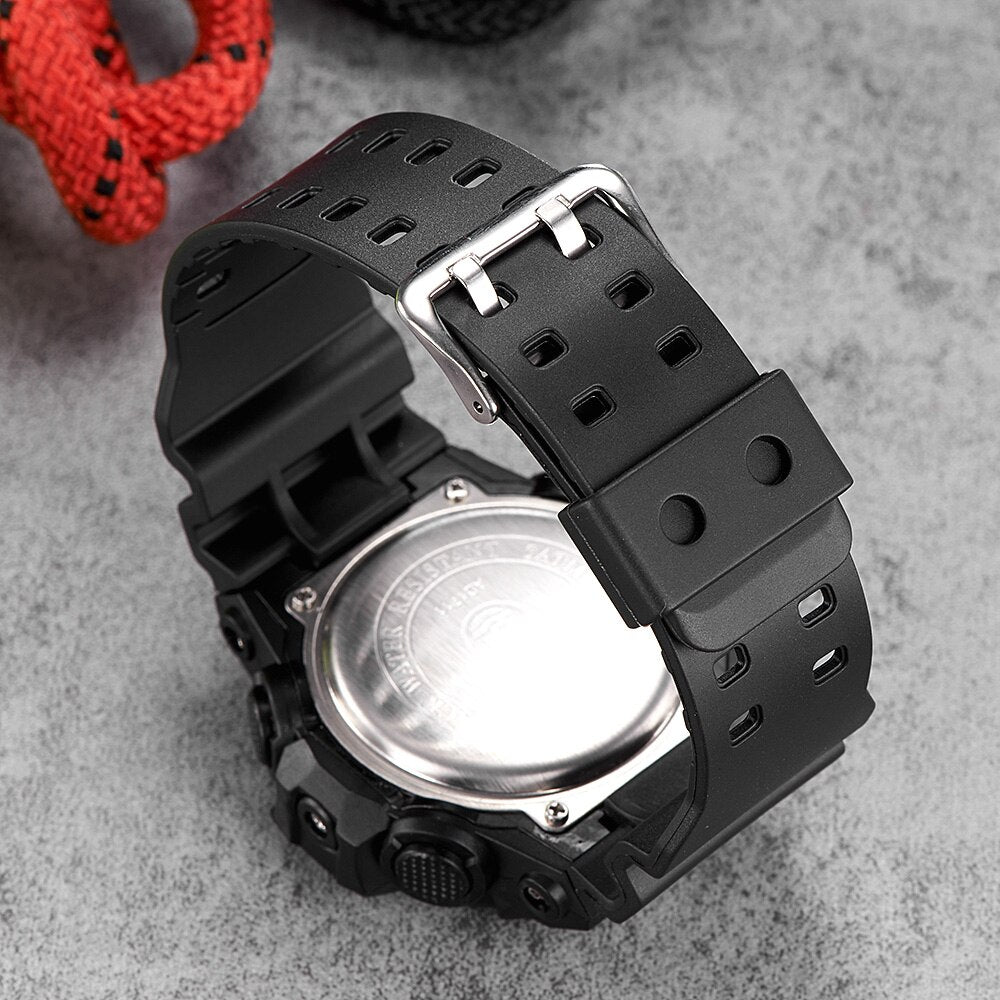 OHSEN relojes digitales de cuarzo para hombre cronógrafo analógico de silicona resistente al agua