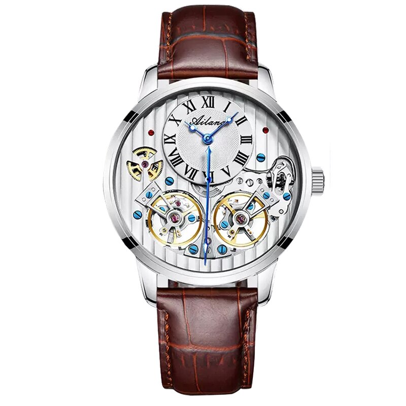 AILANG de calidad AAA con Doble Tourbillon! 💎 Este impresionante reloj suizo de alta gama te ofrece una experiencia única en precisión y estilo. Este reloj es la combinación perfecta de artesanía y lujo. ¡Lleva tu estilo al siguiente nivel con AILANG! 💼🎩