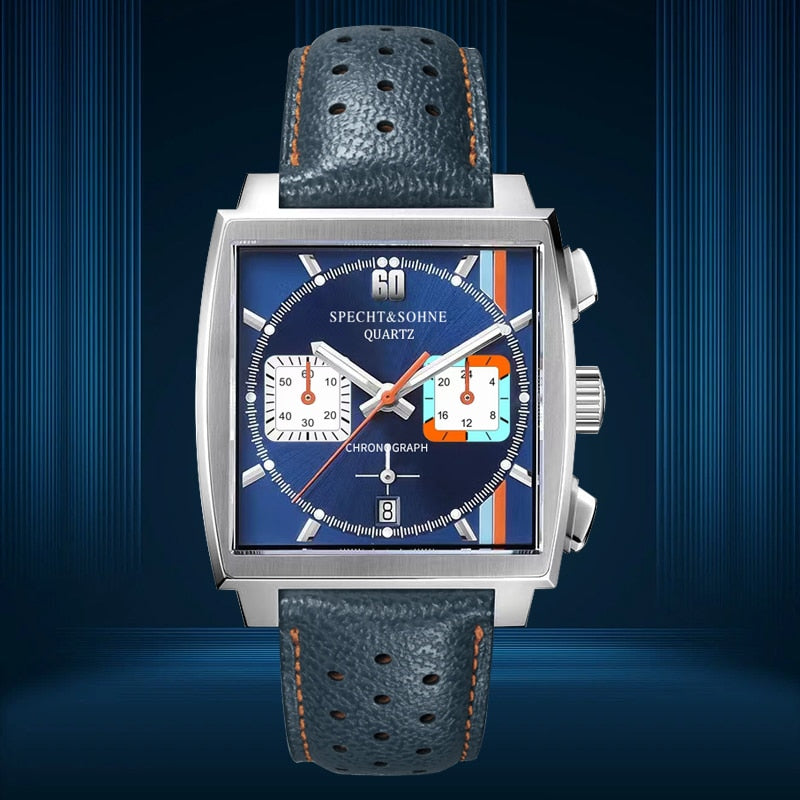 Specht&Sohne para hombres, correa de cuero, resistente al agua 30M y funciones luminosas para deportes. ¡Un reloj masculino funcional y elegante! ⌚💧🔥