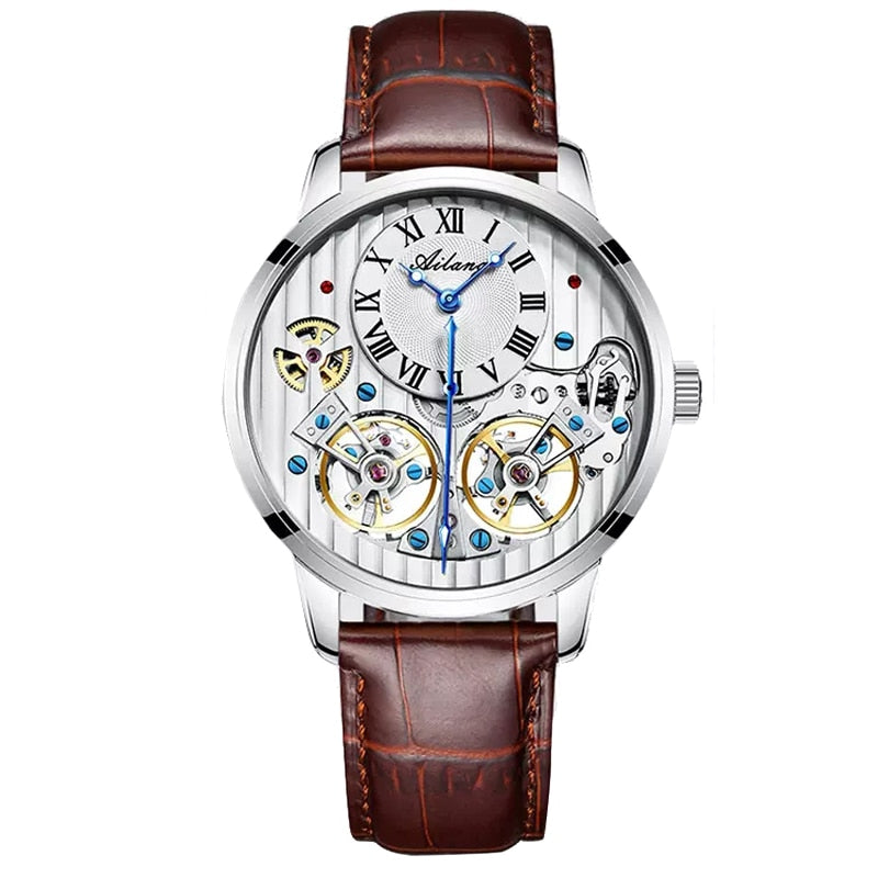 AILANG de calidad AAA con Doble Tourbillon! 💎 Este impresionante reloj suizo de alta gama te ofrece una experiencia única en precisión y estilo. Este reloj es la combinación perfecta de artesanía y lujo. ¡Lleva tu estilo al siguiente nivel con AILANG! 💼🎩