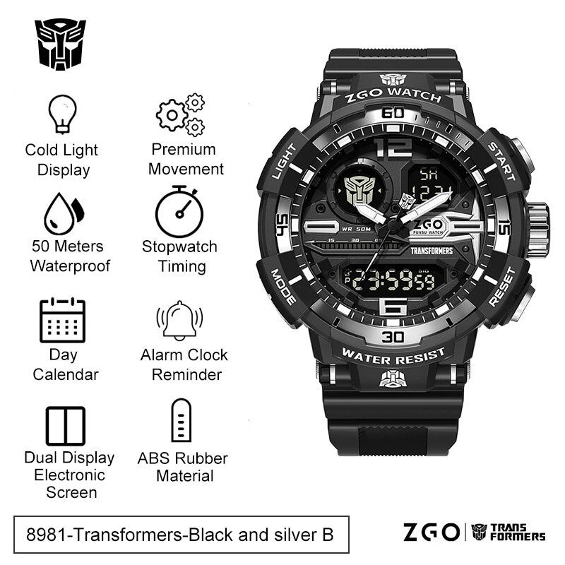 Transformers COLECCION Reloj Electrónico Deportivo Transformers Joint Watch, Impermeable, Reloj Mecánico Optimus Prime Hornet. Ideal para Niños, Chicos y Hombres como Regalo