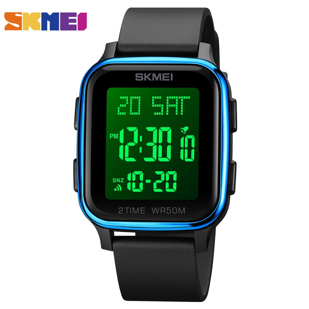 SKMEI 1858: Reloj Digital LED de Moda para Hombre, Resistente al Agua 5Bar, con Calendario y Cuenta Regresiva.