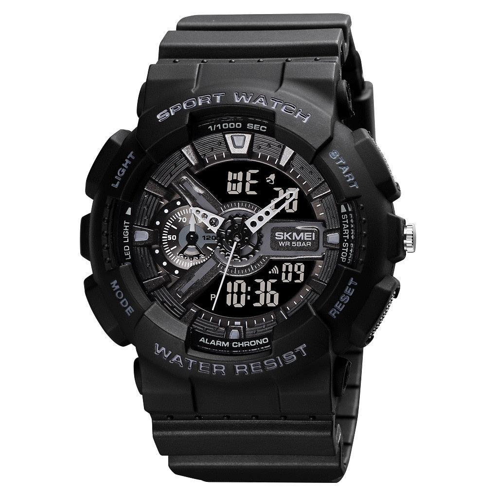 SKMEI ¡El "Reloj Digital Juvenil SKMEI" para hombres! Resistente a golpes y agua, con dos pantallas, cronómetro, alarma y estilo elegante. ¡Un reloj genial y a la moda para los hombres activos! ⌚💦🔥