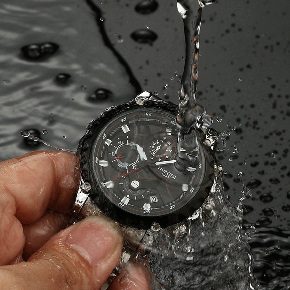NIBOSI: reloj deportivo de esfera grande, cronógrafo militar de cuarzo con moda innovadora.