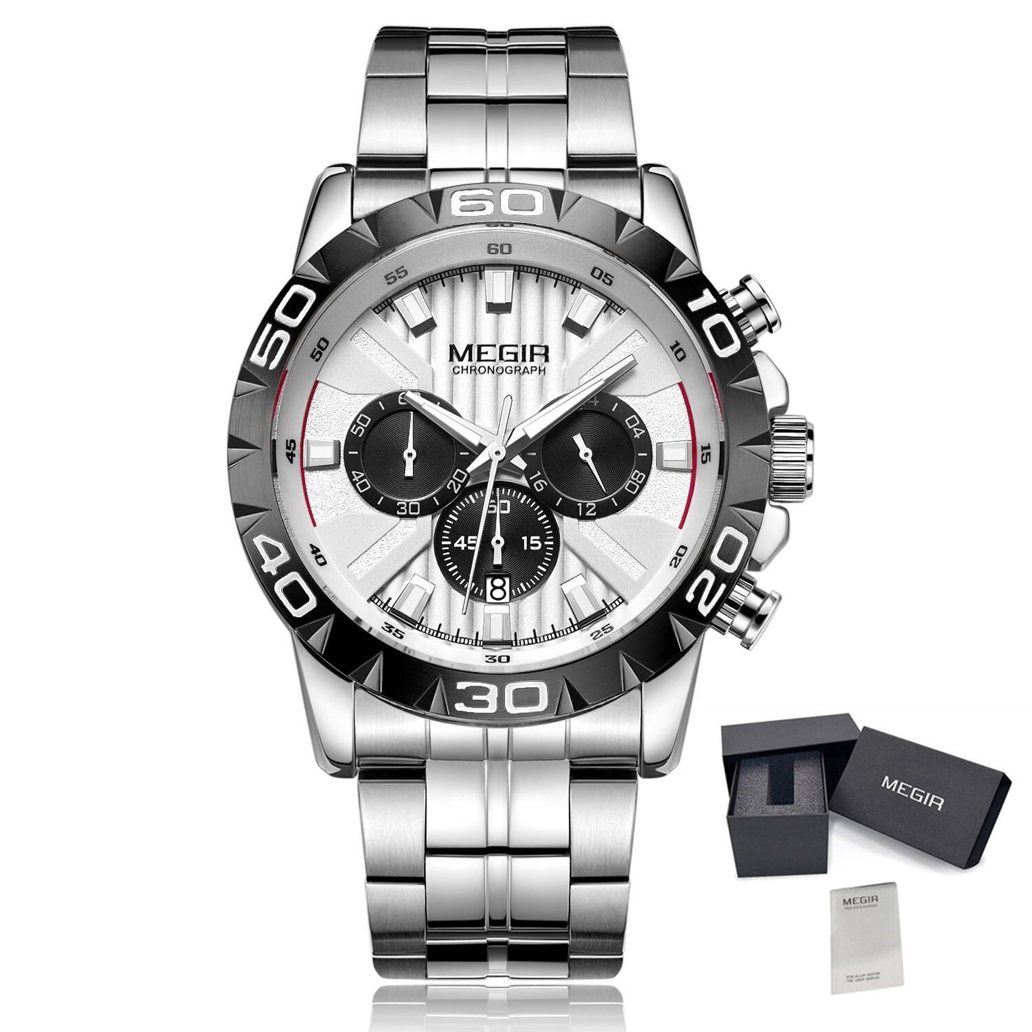 MEGIR-Reloj de pulsera de cuarzo para hombre, cronógrafo de negocios, informal, de lujo, con fecha, resistente al agua,