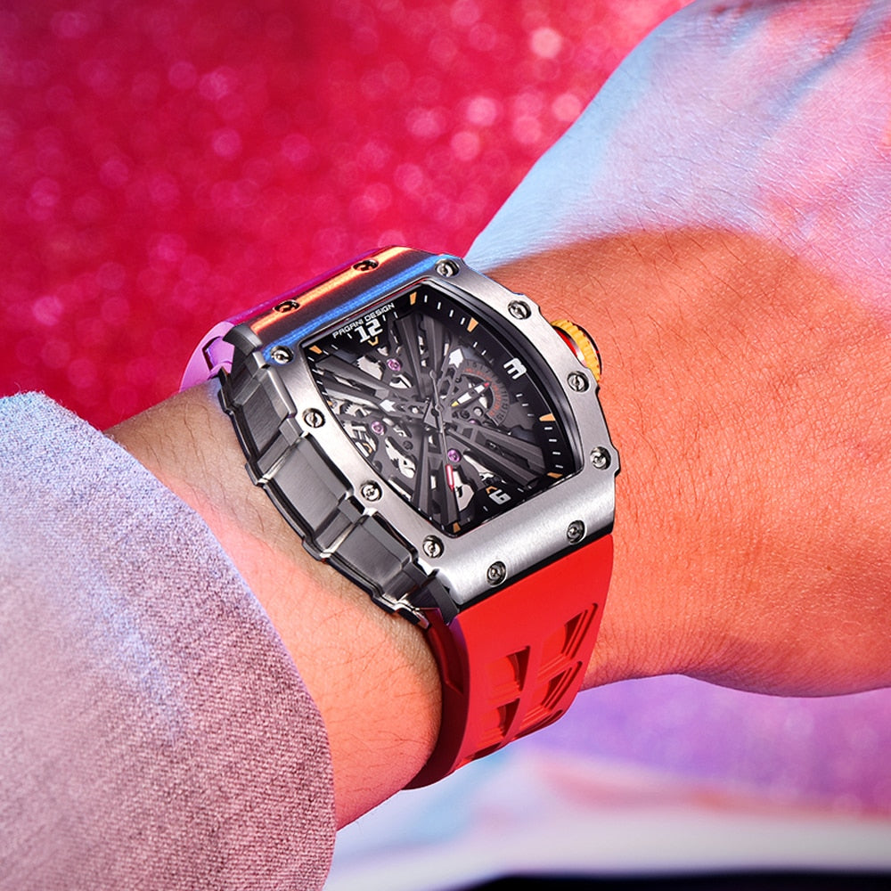 PAGANI DESIGN-Reloj de pulsera de cuarzo para hombre, cronógrafo de lujo con forma de barril, resistente al agua, con espejo de zafiro luminoso de silicona VH65, 2023