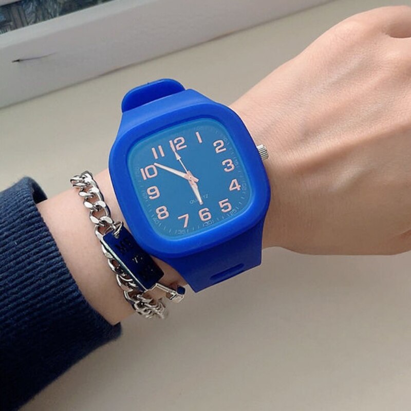 Square Quartz Watches for Men and Women Ins Style Simple Waterproof Sports Watch Leisure Fashion Student Couple Watch Wholesale