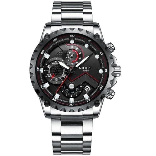 NIBOSI: reloj deportivo de esfera grande, cronógrafo militar de cuarzo con moda innovadora.