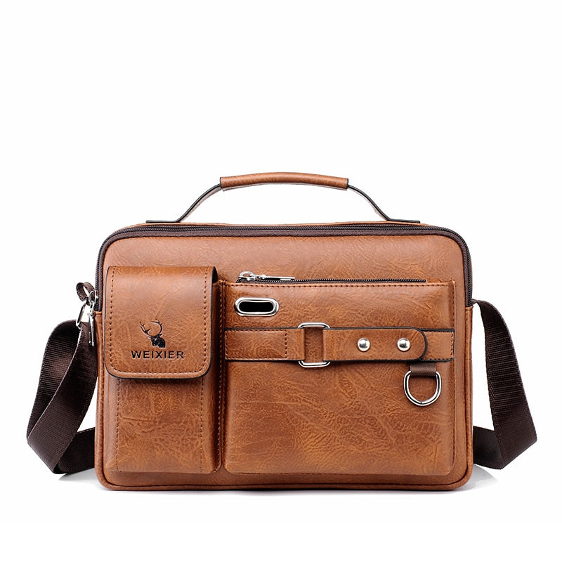 WEIXIER Bolso de hombro de moda para hombre, portátil de cuero PU, maletín de negocios, bolso de viaje cruzado para hombres de calidad, marca de bolsos para hombres 🎒👜💼