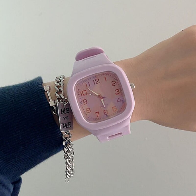 Square Quartz Watches for Men and Women Ins Style Simple Waterproof Sports Watch Leisure Fashion Student Couple Watch Wholesale