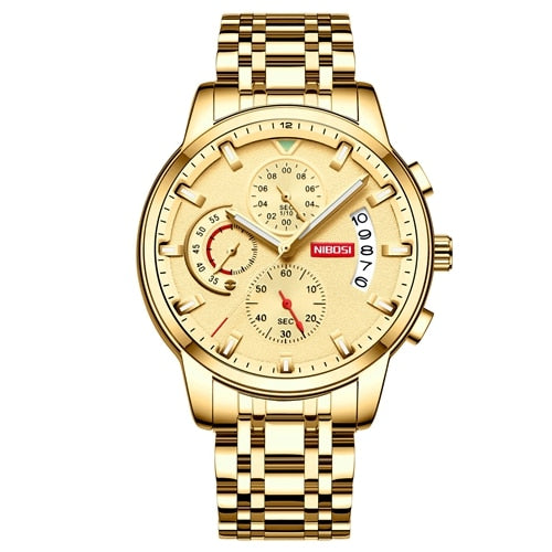 Nibosi-reloj Deportivo De Cuarzo Para Hombre Crongrafo Militar De Acero