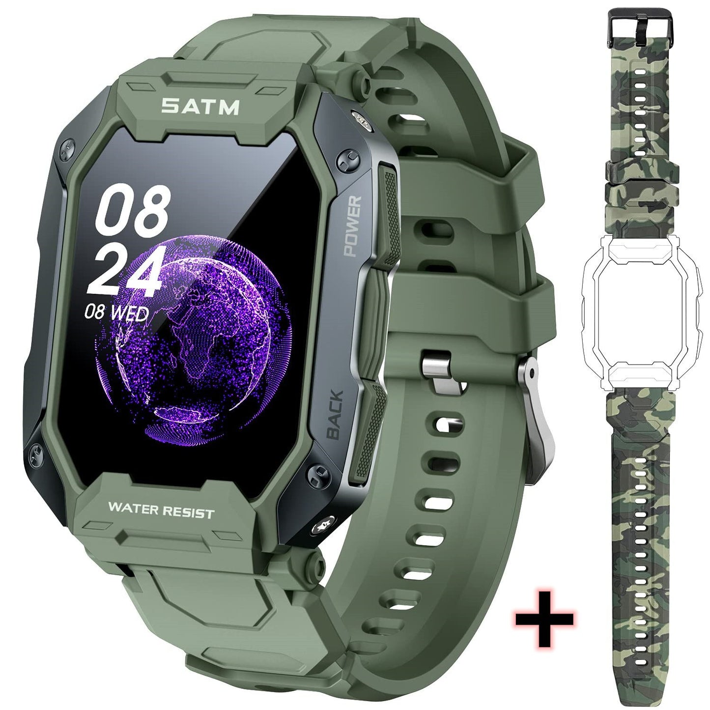 SKMEI 380mAh Smartwatch para natación, resistente al agua IP68, con monitor de ritmo cardíaco y podómetro. Reloj inteligente deportivo de 1.71 pulgadas para hombres, compatible con Android e iOS. 🏊‍♂️⌚️💓🚴‍♂️