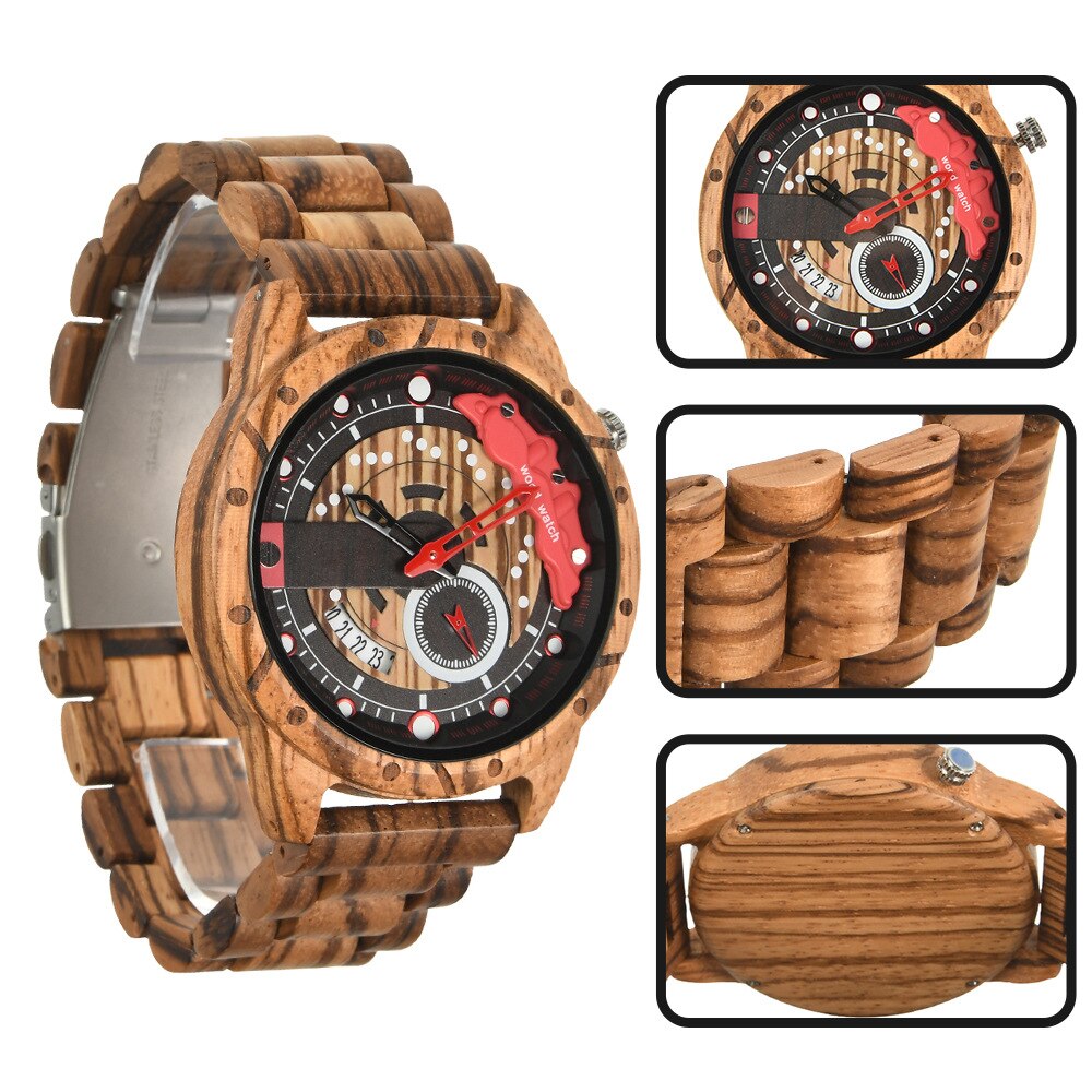Wood Watch¡Presentamos el "Wood Watch Concept Dial"! Un reloj de madera para hombres con un concepto único de esfera inspirada en la bandera nacional y el aro de una rueda.  ¡Un reloj de madera que combina estilo y funcionalidad! ⌚🚴‍♂️
