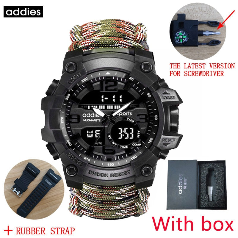 Addies-reloj militar de cuarzo para hombre, cronógrafo Digital con brújula, multifuncional, resistente al agua, LED, para exteriores