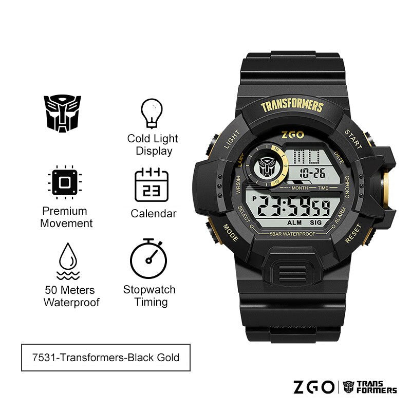 Transformers COLECCION Reloj Electrónico Deportivo Transformers Joint Watch, Impermeable, Reloj Mecánico Optimus Prime Hornet. Ideal para Niños, Chicos y Hombres como Regalo