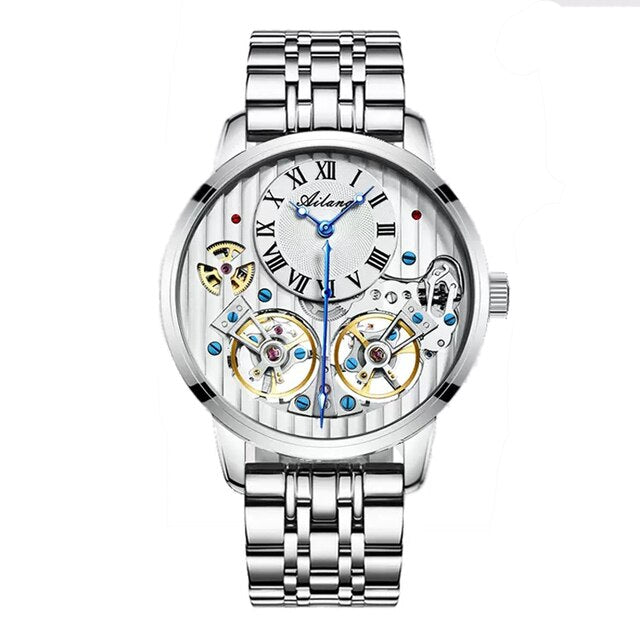 AILANG de calidad AAA con Doble Tourbillon! 💎 Este impresionante reloj suizo de alta gama te ofrece una experiencia única en precisión y estilo. Este reloj es la combinación perfecta de artesanía y lujo. ¡Lleva tu estilo al siguiente nivel con AILANG! 💼🎩