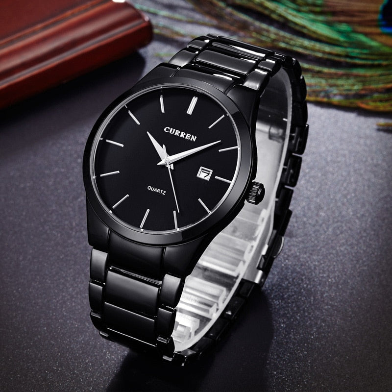 CURREN ⌚️💼  Reloj de lujo para hombre con correa de acero delgada y resistente al agua. 💼⌚️