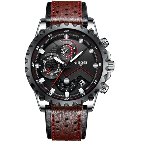 NIBOSI: reloj deportivo de esfera grande, cronógrafo militar de cuarzo con moda innovadora.