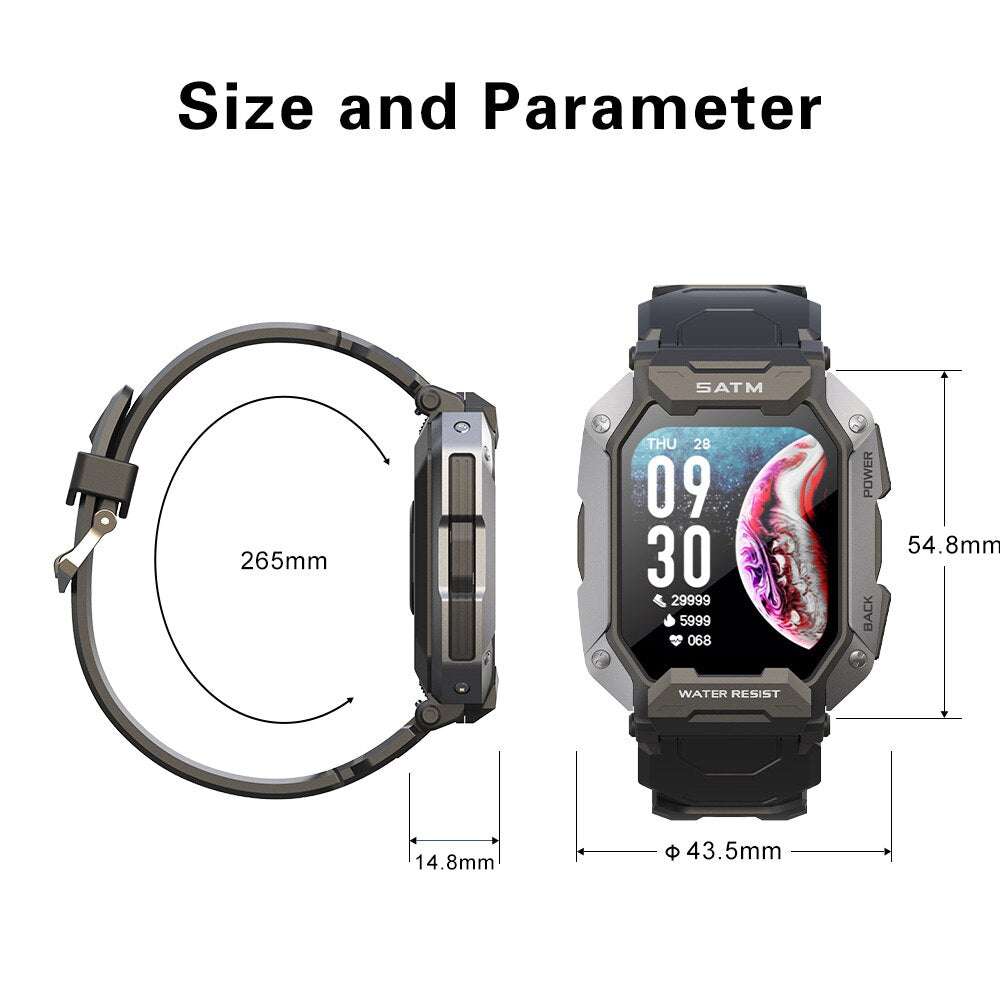 SKMEI 380mAh Smartwatch para natación, resistente al agua IP68, con monitor de ritmo cardíaco y podómetro. Reloj inteligente deportivo de 1.71 pulgadas para hombres, compatible con Android e iOS. 🏊‍♂️⌚️💓🚴‍♂️