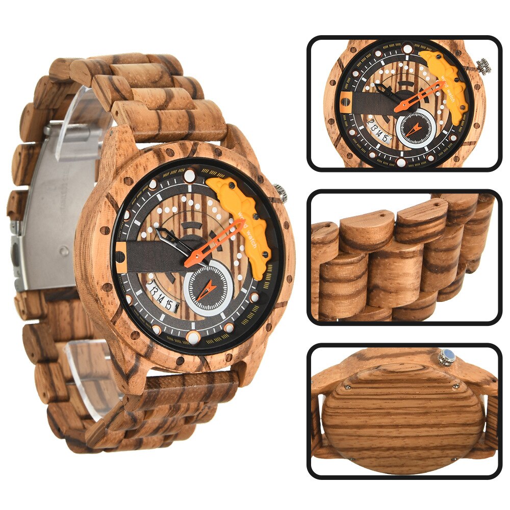 Wood Watch¡Presentamos el "Wood Watch Concept Dial"! Un reloj de madera para hombres con un concepto único de esfera inspirada en la bandera nacional y el aro de una rueda.  ¡Un reloj de madera que combina estilo y funcionalidad! ⌚🚴‍♂️
